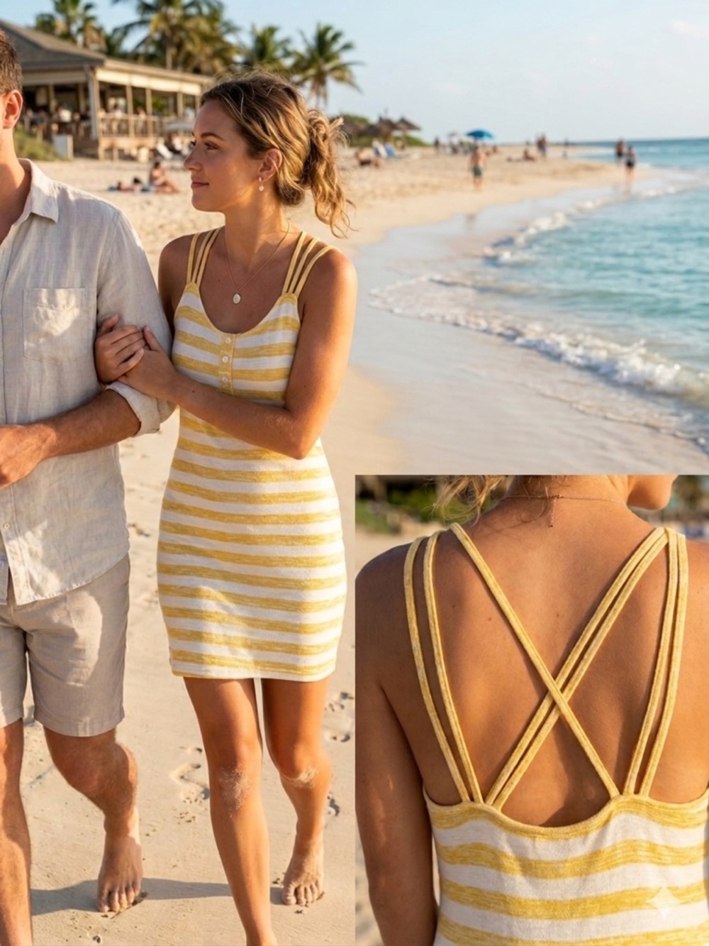 Market & Spruce Yellow and White Striped Midi Tank Dress